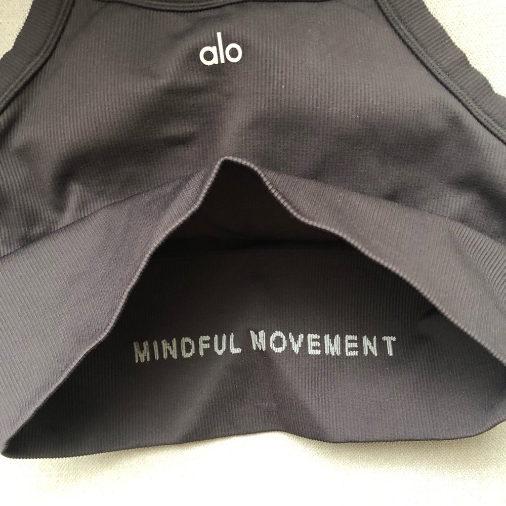 Alo Yoga Seamless Ribbed Favorite Bra Tank Black S - Picture 12 of 14